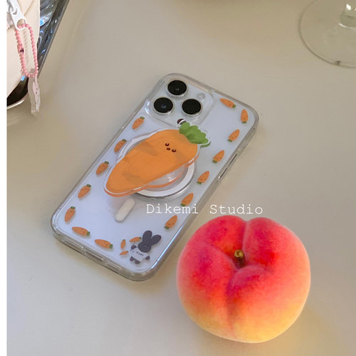 苹果15可爱红萝卜磁吸支架手机壳