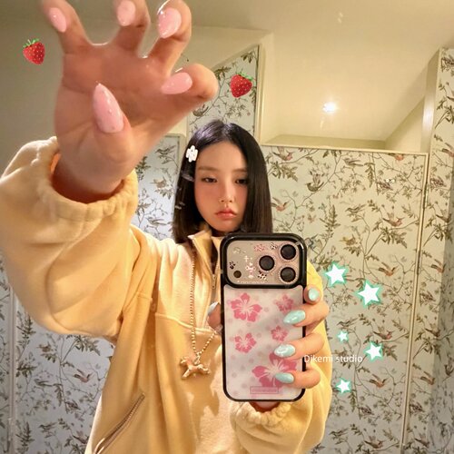韩国小众甜美粉色波点花朵手机壳