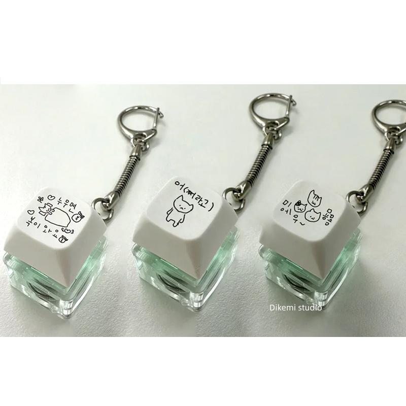 韩国ins小众文创可爱插画亮灯解压键帽钥匙扣airpods手机包包挂件