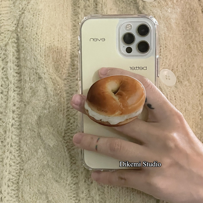 韩国ins奶黄字母贝果面包支架适用iphone16/15/14promax苹果13/11手机壳全包12软胶保护套