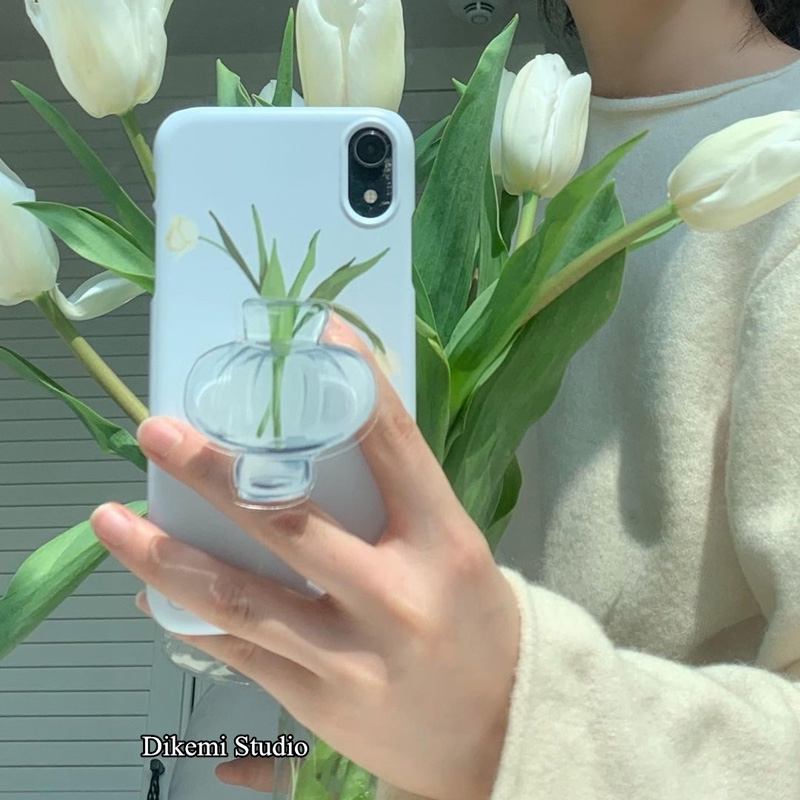 韩国ins小众设计温柔百合花支架16菲林壳适用iphone15pro/14promax苹果13/12/11硬XR手机保护套XsMax全包个性