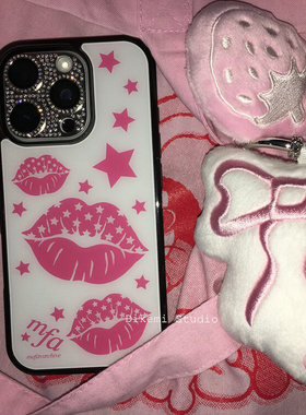 韩国ins小众Y2K甜酷辣妹星星唇印17pro黑边软壳适用iphone16promax/15pro苹果13/12/11全包14pro手机保护套