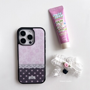 韩系ins芭蕾风甜辣妹法式蕾丝蝴蝶结波点手机壳适用iphone17promax苹果16promax/15/14/13手机保护套个性