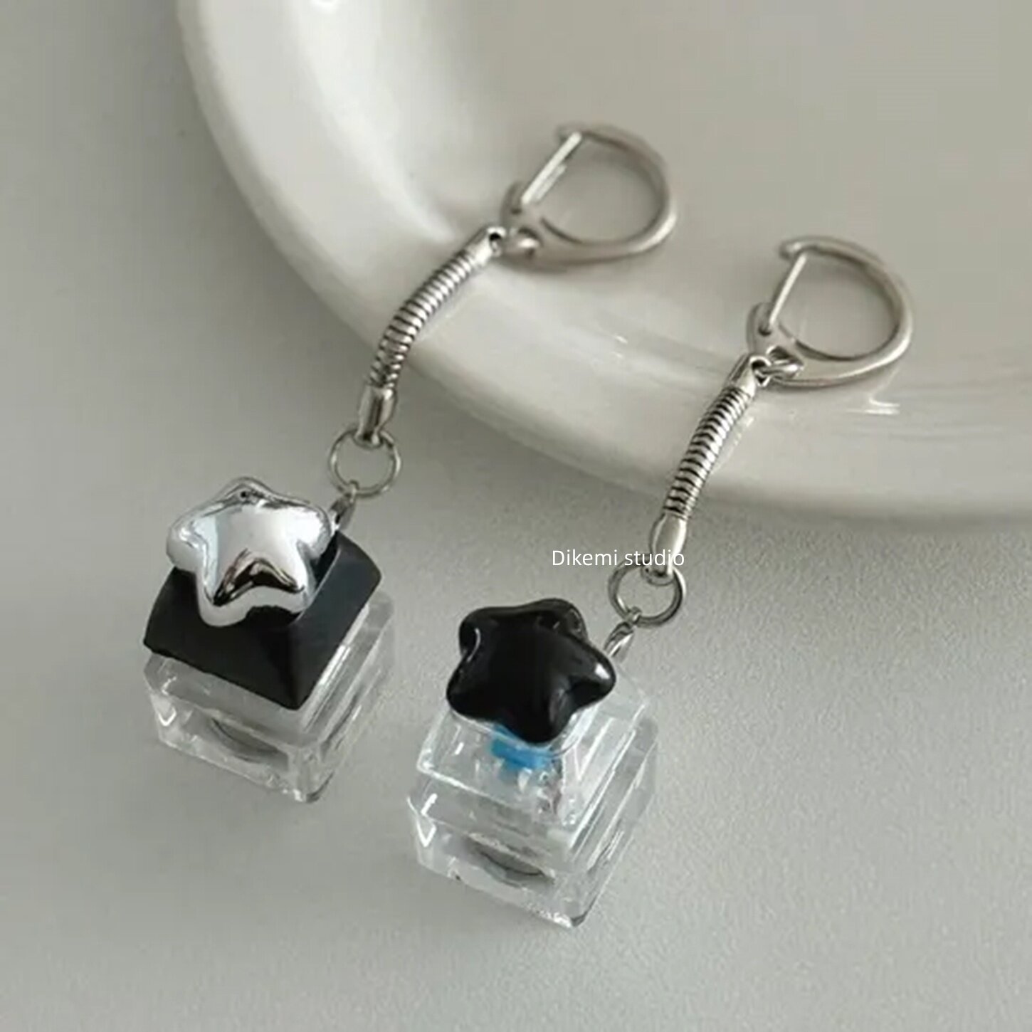 韩系ins小众文创Y2K立体星星解压键盘钥匙扣airpods手机包包挂件