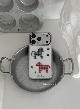 韩系ins小众Y2K甜美格子纹星星小马手机壳适用iphone16promax苹果17promax/13/12/14全包15pro手机保护套