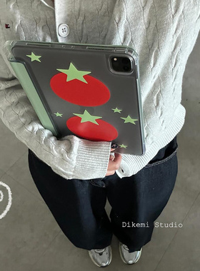 韩国ins小众设计五角星番茄带笔槽ipad2025平板电脑保护壳支架air4/5/6/7适用苹果ipad11保护皮套防摔软壳