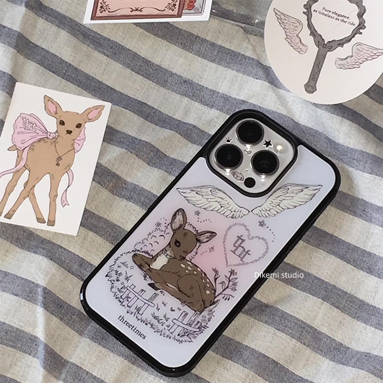 苹果17可爱小鹿斑比黑边手机壳