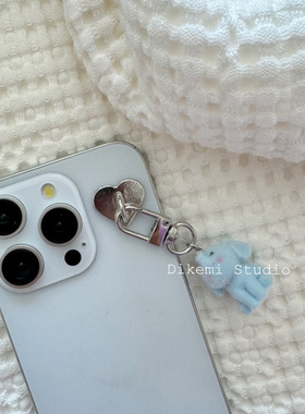 ins小众可爱蓝色小象毛绒钥匙扣手机挂件手机链个性小礼品学生