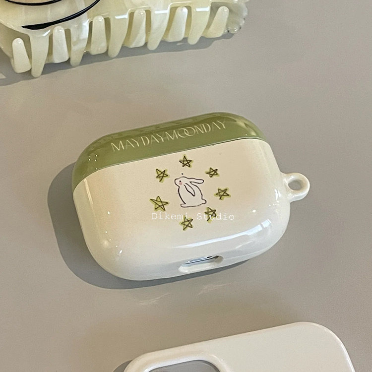 韩国ins小众小清新可爱兔子五角星菲林耳机套适用airpods4/3无线蓝牙耳机套苹果airpods pro2/3硬保护壳