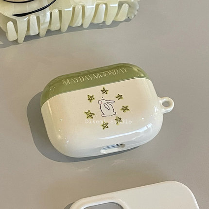 韩国ins小众小清新可爱兔子五角星菲林耳机套适用airpods4/3无线蓝牙耳机套苹果airpods pro2/3硬保护壳
