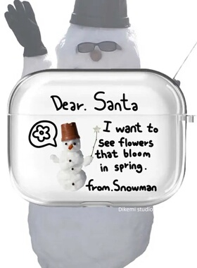 日韩ins小众雪人的圣诞愿望适用苹果airpods 4/3/2代无线蓝牙耳机保护套airpods pro3透明软壳新年圣诞耳机套