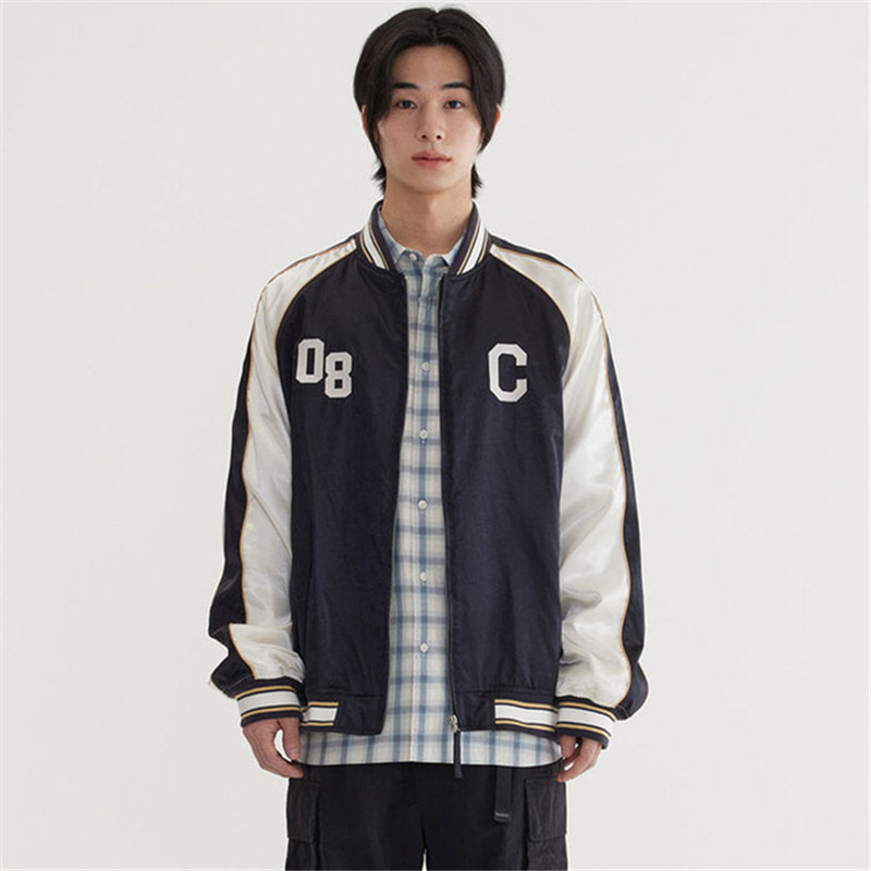 COVERNAT2025春夏新款休闲简约学院风百搭拼色LOGO印花夹克外套