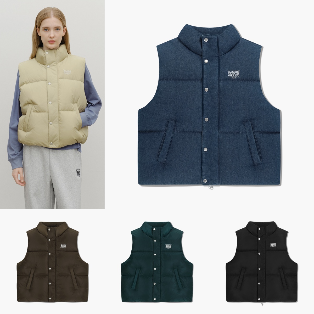 MARITHE FRANCOIS GIRBAUD2025秋冬新款短款百搭纯色鸭绒背心
