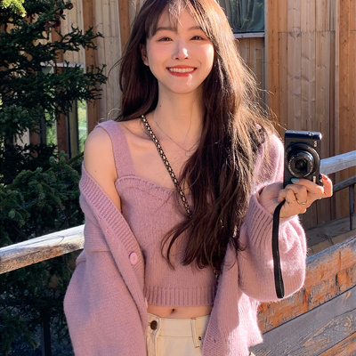 温柔慵懒风毛衣外套女20年