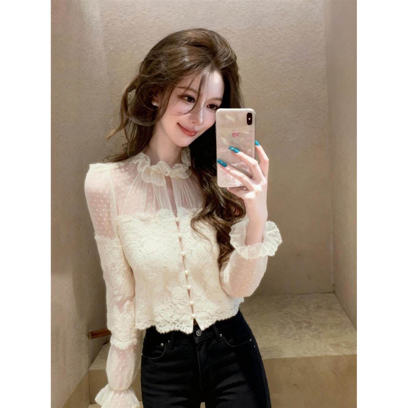 白色蕾丝衬衫女冬季内搭打底高端时髦洋气巨好看减龄气质法式上衣,女装/女士精品,蕾丝衫/雪纺衫,淘宝优惠券,粉丝福利购,淘宝优惠卷