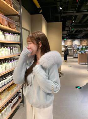 连帽针织开衫女秋冬可拆卸