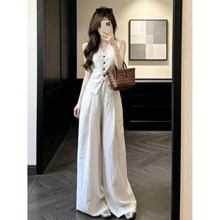 老钱风马甲阔脚裤两件套装女2026新款夏季独特漂亮巨好看韩系穿搭