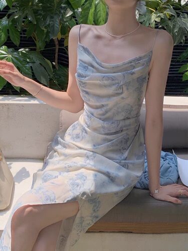 吊带连衣裙法式复古夏季新款