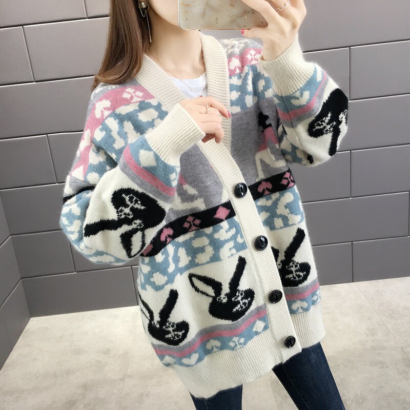 大码女装200斤胖MM2019韩版宽松毛衣外套加肥加大号复古提花开衫|ruв категории Женская одежда, женской одежды - от Buy2taobao.com для оказания профессиональной услуги покупки агента Taobao