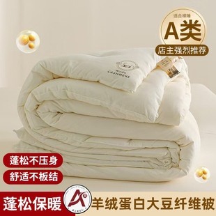 A类羊绒蛋白大豆纤维被子冬被加厚保暖棉被被芯四季通用单人被子