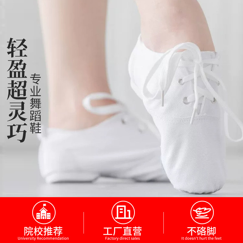 现代舞蹈鞋女男软底 高端低帮加厚帆布爵士舞鞋 成人儿童练功鞋