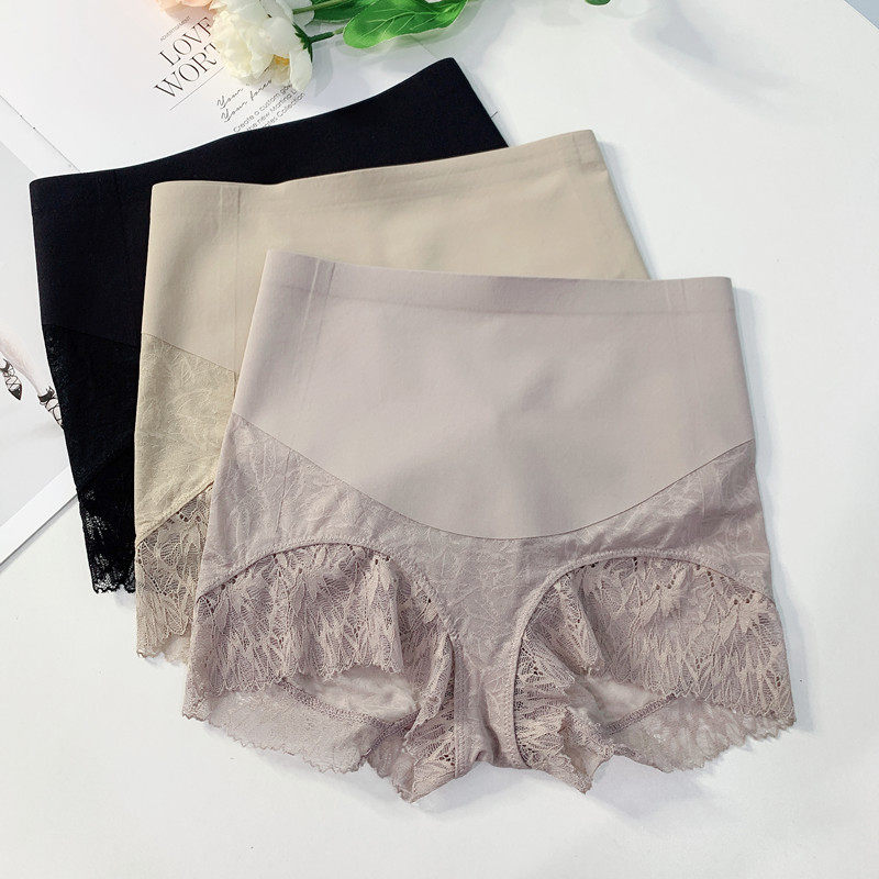 3夏季桑蚕丝底档轻塑内裤女中腰收腹提臀蕾丝短裤薄款透气三角裤