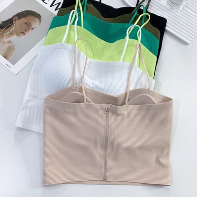 洋气背后拉链美背吊带性感抹胸