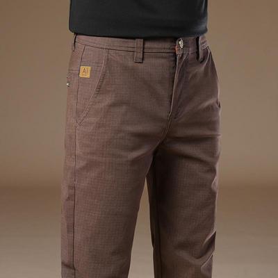 棕色休闲 长裤子男款春秋2025年新款商务直筒修身中年爸爸西裤男