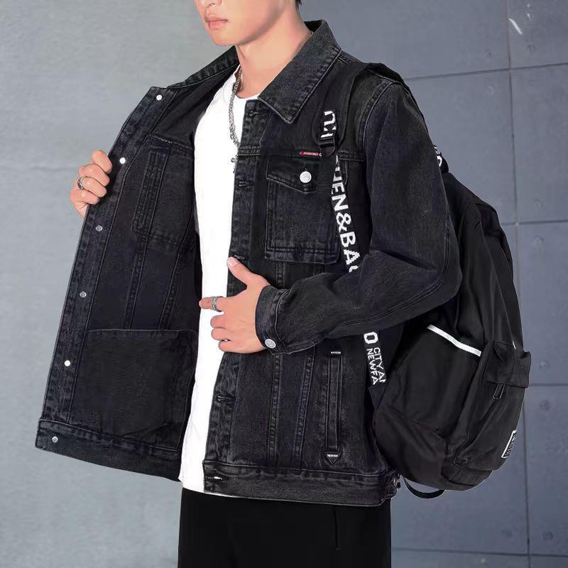 高端加绒牛仔外套男士宽松纯棉翻领百搭保暖牛仔衣服百搭休闲上衣