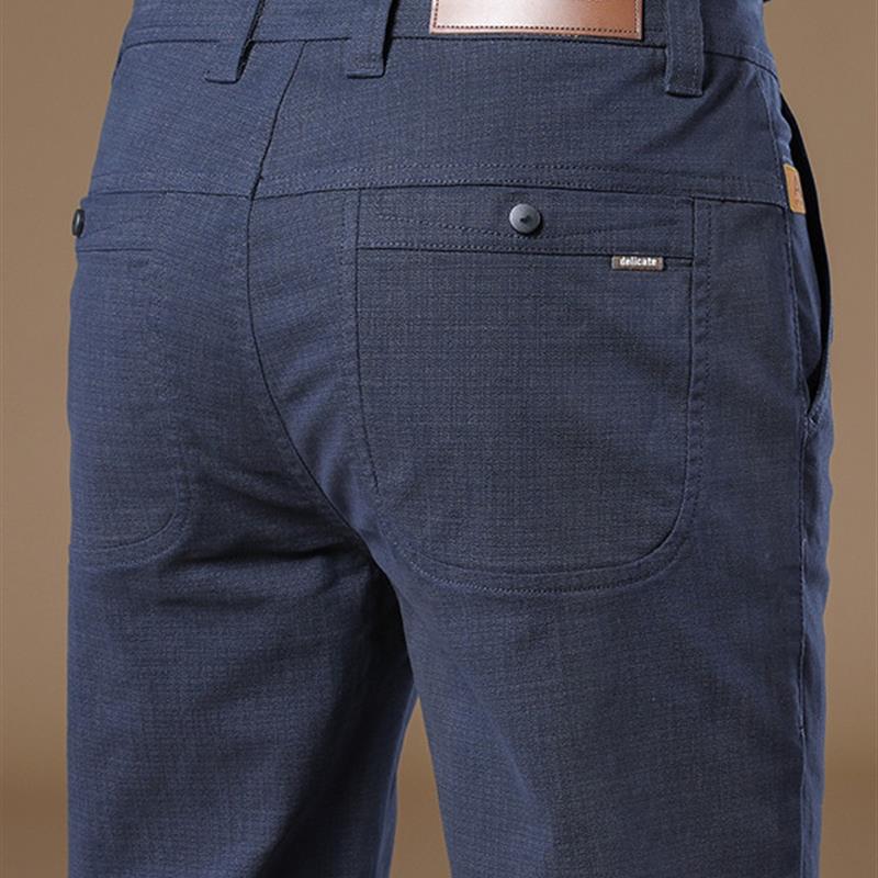 香港高端纯棉舒适休闲裤男士2025秋冬新款修身直筒中年商务长裤子