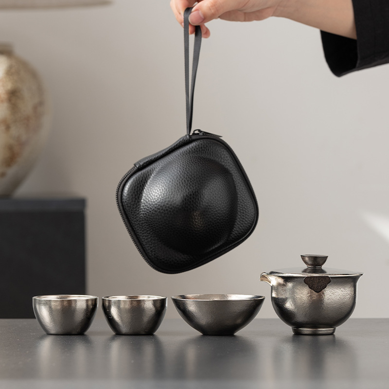 纯钛旅行茶具组户外便携一壶三杯