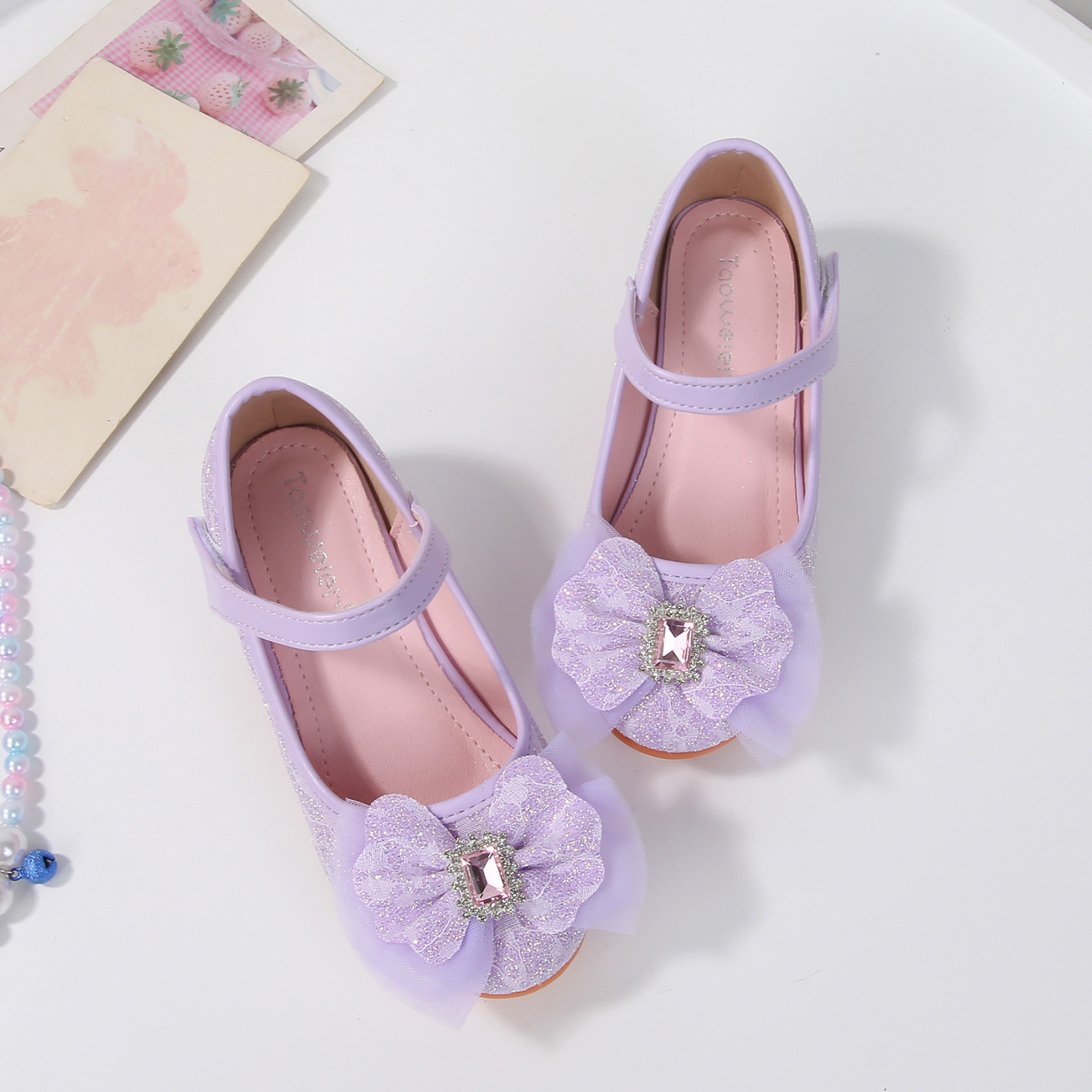 女童紫色蝴蝶结公主鞋魔术贴高跟鞋春秋新款水晶鞋玛丽珍鞋单鞋,童鞋/婴儿鞋/亲子鞋,水晶/水钻鞋,淘宝优惠券,粉丝福利购,淘宝优惠卷