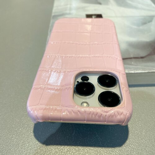 少女粉鳄鱼纹皮质适用苹果16promax手机壳iPhone15pro半包14pro高级感13pro新款12/11硬壳