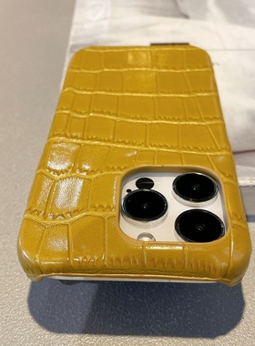 高级感黄色鳄鱼纹适用苹果16promax手机壳新款iPhone15pro半包14pro皮质13pro个性12新款11硬壳苹果17promax