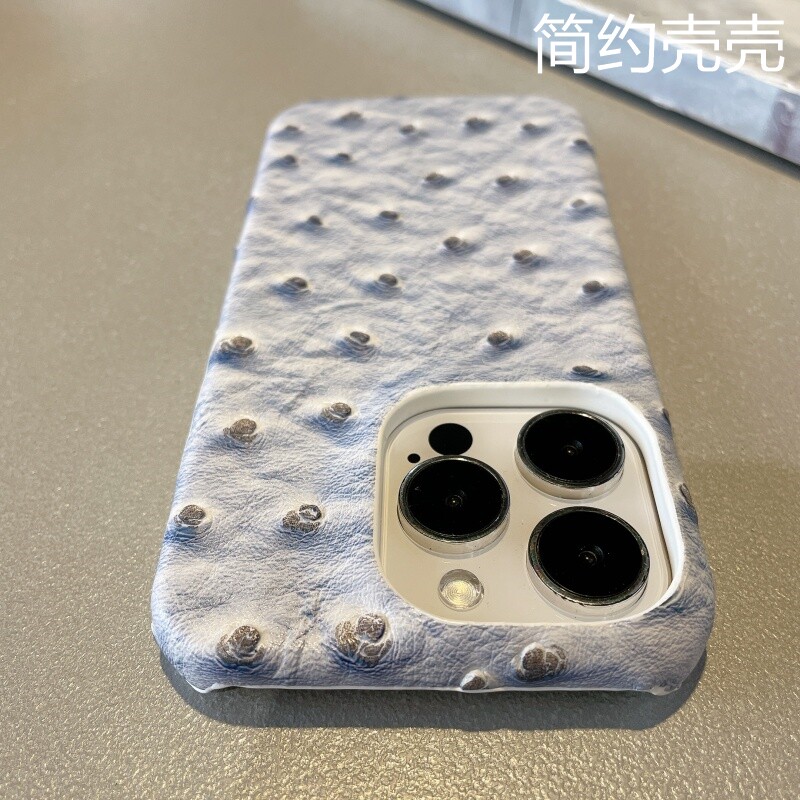 高级感驼鸟纹适用苹果16promax手机壳iPhone15pro半包14pro皮质13pro新款12个性11保护套