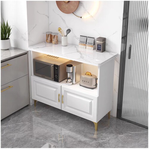 厨房岩板微波炉烤箱置物架储物柜落地家用多层操作台切菜桌餐边柜