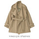 设计感卡其色垂感小个子英伦风短款 韩版 风衣女 新款 外套女2025春季