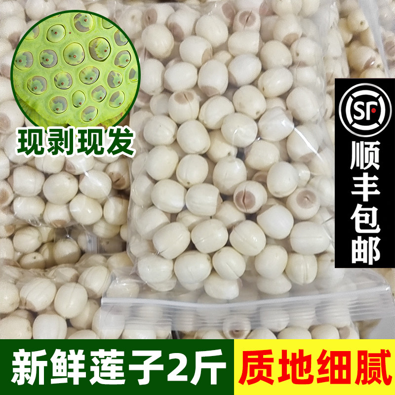 思悠悠新鲜速冻莲子去皮去芯鲜莲子广昌带芯白莲顺丰冷链包邮2斤