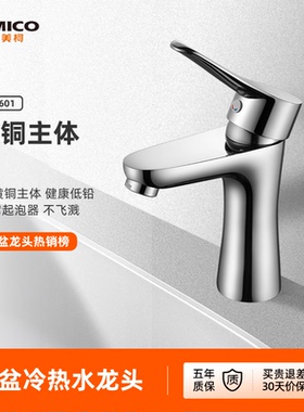 埃美柯amico 洗手盆水龙头卫生间台下盆冷热防溅洗脸面盆增压全铜