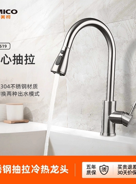 埃美柯amico 厨房水龙头家用抽拉式水龙头洗菜盆水槽带喷头软管