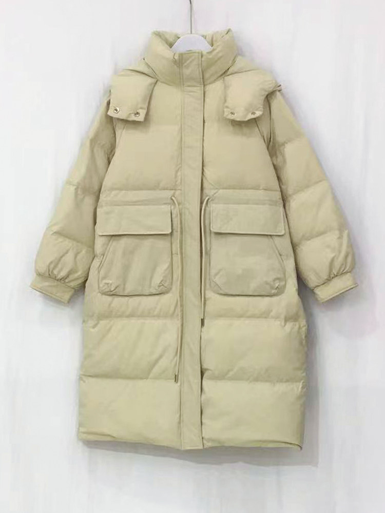 冬季新款中长款羽绒服女面包服纯色宽松休闲外套棉服森系保暖