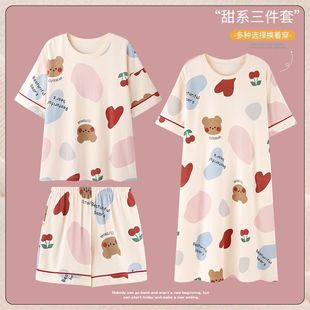 纯棉可外穿2026年新款 女士套装 夏季 可爱短袖 家居服 薄款 睡衣女夏款