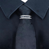 D字领带夹男士 高档锆石微镶领带扣固定环圈领带夹跨境时尚 配饰