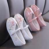 女童复古民族风公主舞蹈表演出老北京手工布鞋 新款 汉服儿童绣花鞋