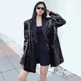 重工亮片西装外套女亮闪闪春秋高级感轻奢宽松小众个性演出服上衣