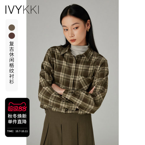 长袖衬衫ivykki格纹复古