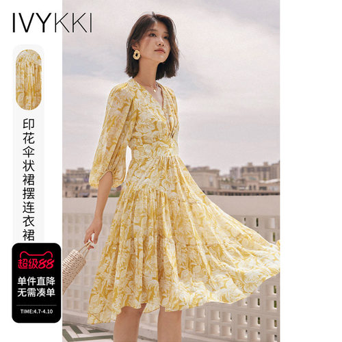 ivykki时尚碎花连衣裙