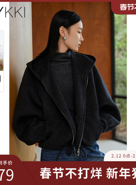 IVYKKI艾维短款连帽羊毛呢外套女休闲呢子大衣时尚2025年冬季新款