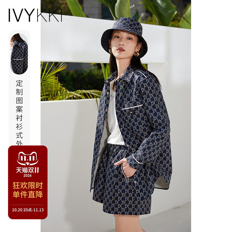 IVYKKI艾维女装春季新款直筒长袖韩版显瘦衬衫外套通勤衬衣开衫女