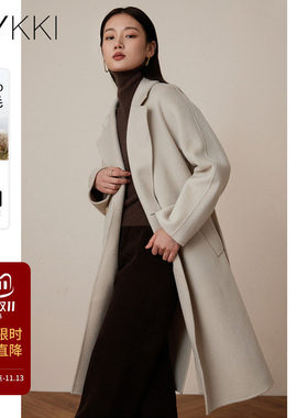 艾维秋冬双面呢大衣女100%羊毛